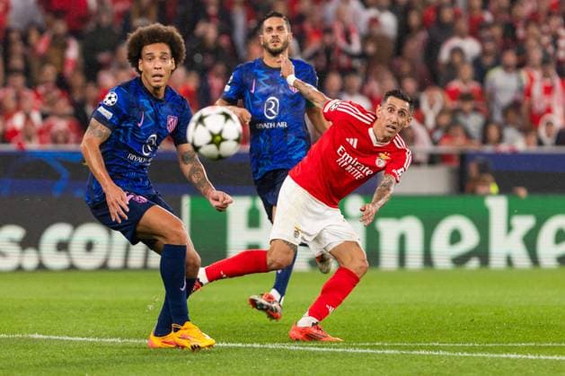 October 2, 2024, Lisbon, Portugal: Axel Witsel (L) of Atletico Madrid and Angel Di Maria (R) of SL Benfica seen in action during the UEFA Champions League football match between SL Benfica and Atletico Madrid at Estadio da Luz Stadium. Lisbon Portugal - ZUMAs197 20241002_aaa_s197_193 Copyright: xHugoxAmaralx
