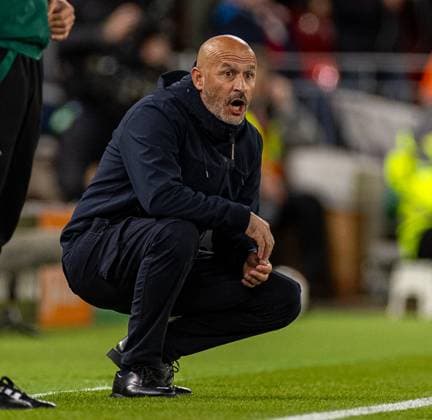 (241003) -- LIVERPOOL, Oct. 3, 2024 -- Bologna s head coach Vincenzo Italiano reacts during the second round match of UEFA Champions League between Liverpool FC and Bologna FC in Liverpool, Britain, Oct. 2, 2024. (SP)BRITAIN-LIVERPOOL-UEFA CHAMPIONS LEAGUE-LIVERPOOL VS BOLOGNA LixYing 