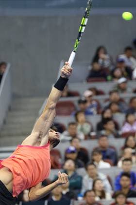 BEIJING, CHINA - OCTOBER 02: Carlos Alcaraz of Spain competes in the Men s Singles Final match against Jannik Sinner of Italy on day ten of 2024 China Open at National Tennis Center on October 2, 2024 in Beijing, China.  Copyright: xChinaxNewsxServicex 111521646462