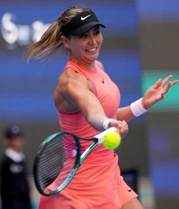 BEIJING, CHINA - OCTOBER 03: Paula Badosa of Spain competes in the Women s Singles Quarterfinal match against Zhang Shuai of China on day eleven of 2024 China Open at National Tennis Center on October 3, 2024 in Beijing, China.  Copyright: xBeijingxYouthxDailyx 111521710137