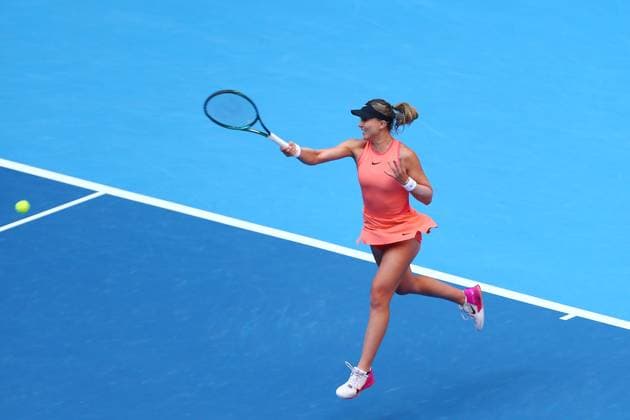 BEIJING, CHINA - OCTOBER 03: Paula Badosa of Spain competes in the Women s Singles Quarterfinal match against Zhang Shuai of China on day eleven of 2024 China Open at National Tennis Center on October 3, 2024 in Beijing, China.  Copyright: xVCGx 111521699172