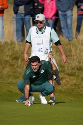 LIV Golf & Newcastle United fc Chairman His Excellency Yasir Al Rumayyan on the 3rd hole. Alfred Dunhill Links Championship 2024, Day One, Golf, The Belfry, Angus and Fife, Scotland, UK - 03 Oct 2024  Copyright: xStuartxWallace Shutterstockx 14751990s