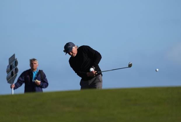 Michael Douglas plays golf at the Alfred Dunhill Links Championship
