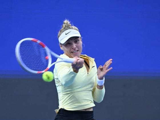 (241003) -- BEIJING, Oct. 3, 2024 -- Yuliia Starodubtseva of Ukraine hits a return during the women s singles quarterfinal against Coco Gauff of the United States at the 2024 China Open tennis tournament in Beijing, China, Oct. 3, 2024. ) (SP)CHINA-BEIJING-TENNIS-CHINA OPEN-WOMEN S SINGLES(CN) ZhangxLong 