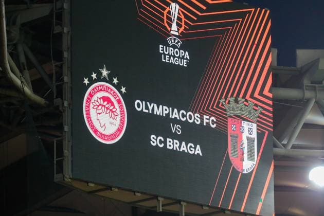 Olympiacos F.C. v S.C. Braga UEFA Europa League A view of the score board during the UEFA Europa League match at Karaiskakis Stadium, Piraeus UK Newspapers OUT Copyright: xYannisxHalasx FIL-20717-0007