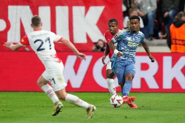 PRAGUE, 03-10-2024 , Eden Arena, football, UEFA Europa League, season 2024 2025, Match between Slavia Praag and Ajax , Ajax player Jorrel Hato Slavia Praag - Ajax  x26382269x Copyright: