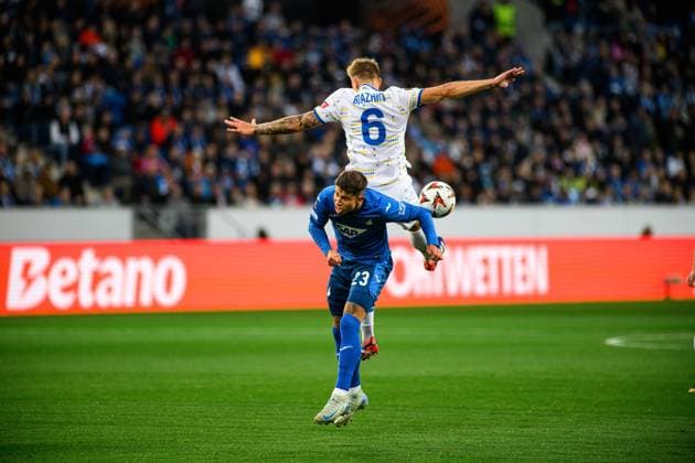 SINSHEIM, GERMANY - 3 OCTOBER, 2024: Volodymyr Brazhko, Adam Hlozek, The UEFA Champions League match between FC Shakhtar Donetsk vs Atalanta BC Bergamo at Pre Zero (Rhein Neckar) Arena  Copyright: xVItaliixKliuievx