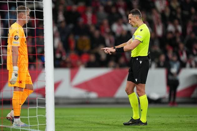 PRAGUE, 03-10-2024 , Eden Arena, football, UEFA Europa League, season 2024 2025, Match between Slavia Praag and Ajax , referee Referee Andris Treimanis (LVA) Slavia Praag - Ajax  x26382351x Copyright: