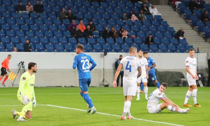 03 10 2024, xtvx, Football UEFA Europa League, TSG 1899 Hoffenheim Dynamo Kiev emspor, v l Goal scored, Tor zum 1 0 Adam Hlozek TSG 1899 Hoffenheim Torjubel, Goal celebration, celebrate the goal, celebrates scoring DFL DFB REGULATIONS PROHIBIT ANY USE OF PHOTOGRAPHS as IMAGE SEQUENCES and or QUASI VIDEO Sinsheim