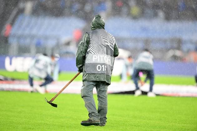 3rd October 2024, Stadio Olimpico, Rome, Italy; UEFA Europa League Football; Lazio versus Nice; Groundsmen attend to the pitch before the match  ActionPlus12699390 AllShotLive