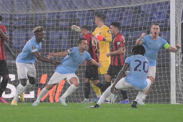 Lazio™s Pedro celebrates after scoring the goal 1-0 during the Uefa Europa League soccer match between SS Lazio and Nice at the Rome s Olympic stadium, Italy - Thursday , October 03, 2024. - Soccer  Copyright: xFabrizioxCorradetti LaPressex