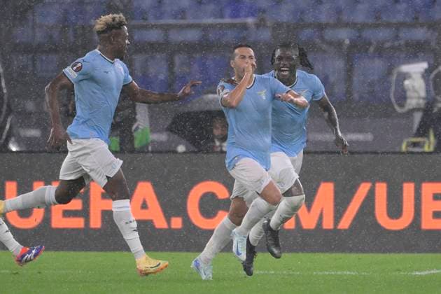 Lazio™s Pedro celebrates after scoring the goal 1-0 during the Uefa Europa League soccer match between SS Lazio and Nice at the Rome s Olympic stadium, Italy - Thursday , October 03, 2024. - Soccer  Copyright: xFabrizioxCorradetti LaPressex