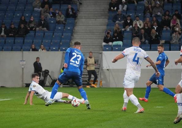 Europa League, TSG 1899 Hoffenheim vs FC Dynamo Kiev 03 10 2024, PreZero Arena, Sinsheim, Europa League, TSG 1899 Hoffenheim vs FC Dynamo Kiev , in picture Adam Hlozek Hoffenheim scores the goal for 1 0 Sinsheim PreZero Arena Germany ,EDITORIAL USE ONLY