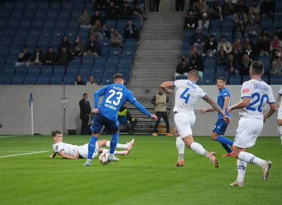 Europa League, TSG 1899 Hoffenheim vs FC Dynamo Kiev 03 10 2024, PreZero Arena, Sinsheim, Europa League, TSG 1899 Hoffenheim vs FC Dynamo Kiev , in picture Adam Hlozek Hoffenheim scores the goal for 1 0 Sinsheim PreZero Arena Germany ,EDITORIAL USE ONLY