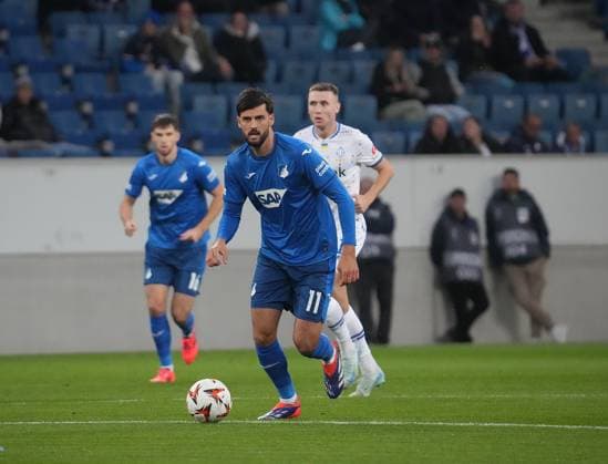 Europa League, TSG 1899 Hoffenheim vs FC Dynamo Kiev 03 10 2024, PreZero Arena, Sinsheim, Europa League, TSG 1899 Hoffenheim vs FC Dynamo Kiev , pictured Florian Grillitsch Hoffenheim nordphotoxGmbHx xBratic nph00250