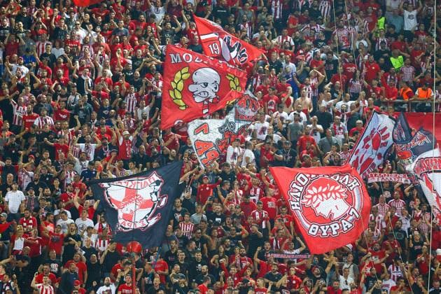 Olympiacos F.C. v S.C. Braga UEFA Europa League Olympiacos F.C. supporters celebrate their team s second goal during the UEFA Europa League match at Karaiskakis Stadium, Piraeus UK Newspapers OUT Copyright: xYannisxHalasx FIL-20717-0047