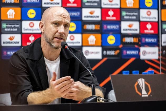241003 Head coach Henrik Rydström of Malmö FF at the press conference after the UEFA Europa League football match between Qarabag and Malmö FF on October 3, 2024 in Baku Photo Petter Arvidson BILDBYRAN kod PA PA0893 fotboll football soccer fotball uefa europa league qarabag malmö ff bbeng  Copyright: PETTERxARVIDSON BB241003PA194