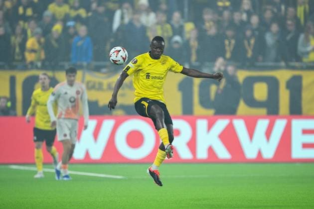 241003 Timothy Noor Ouma of Elfsborg during the UEFA Europa League between Elfsborg and Roma on October 3, 2024 in Boras Photo Jörgen Jarnberger BILDBYRAN COP 112 JJ0405 fotboll, football, soccer, fotball,uefa europa league,elfsborg,r  Copyright: JÖRGENxJARNBERGER BB241003JJ026