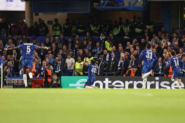 Chelsea v KAA Gent Europa Conference League 03 10 2024. Matchday 1 of 6 GOAL 1-0 Renato Veiga of Chelsea scores and celebrates during the Europa Conference League match between Chelsea and KAA Gent at Stamford Bridge, London, England on 3 October 2024. London Stamford Bridge Greater London England Editorial use only , Copyright: xPaulxPhelanx PSI-20550-0017