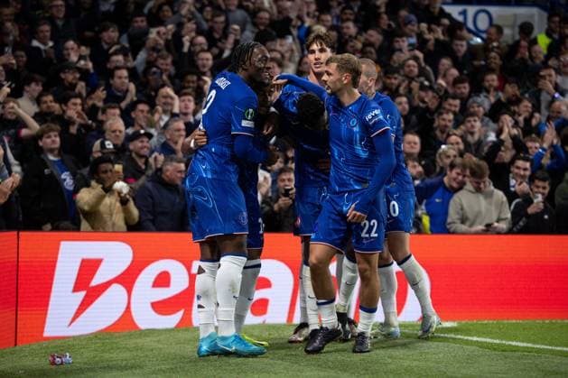 Christopher Nkunku of Chelsea scores and celebrates 3-1 Chelsea v Gent, UEFA Conference League, Group Stage, Football, Stamford Bridge, London, UK, 03 Oct 2024 EDITORIAL USE ONLY No use with unauthorised audio, video, data, fixture lists, club league logos or live services. Online in-match use limited to 120 images, no video emulation. No use in betting, games or single club league player publications. Copyright: xIanxTuttle Shutterstockx 14750819ao