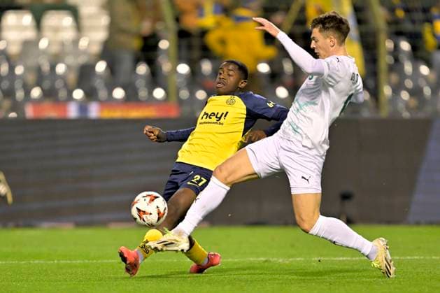 Royale Union Saint-Gilloise v FK Bodo Glimt - UEFA Europa League BRUSSELS, BELGIUM - OCTOBER 03 : Sadiki Noah defender of Royale Union Saint-Gilloise during the UEFA Europa League phase matchday 2 match between Royale Union Saint-Gilloise and FK Bodo Glimt on October 3, 2024 in Brussels, Belgium, 03 10 2024 Brussels Belgium  Copyright: xSesx