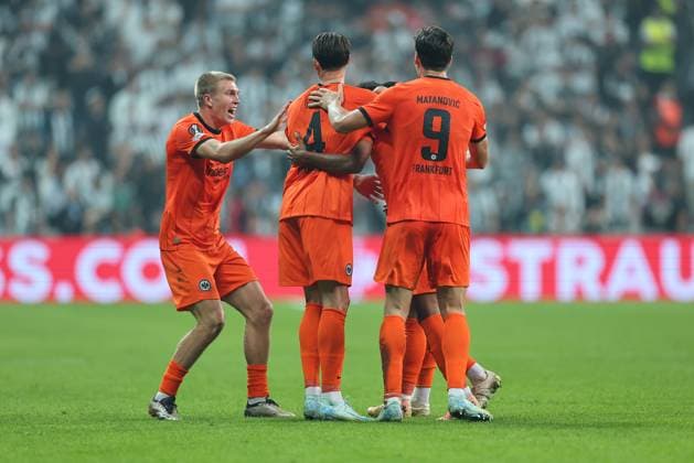 03 10 2024, Football UEFA Europa League, Besiktas JK Istanbul Eintracht Frankfurt, emonline, emspor, v l , Goal celebration to 0 3 by Ansgar Knauff Eintracht Frankfurt , Goal celebration, celebrate the goal DFL DFB REGULATIONS PROHIBIT ANY USE OF PHOTOGRAPHS AS IMAGE SEQUENCES AND OR QUASI VIDEO xdcx Copyright: HMBxMedia