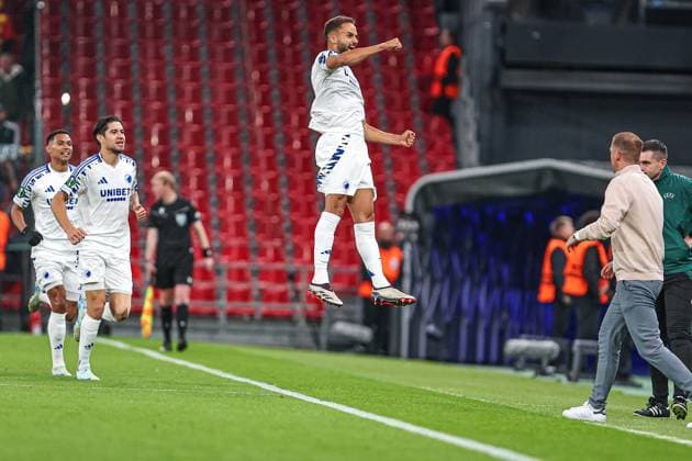 03.10.2024 KOPOENHAGA (DENMARK) PILKA NOZNA (FOOTBALL) UEFA CONFERENCE LEAGUE SEASON 2024 2025 - 1. KOLEJKA (GAME) FC KOPENHAGA - JAGIELLONIA BIALYSTOK NZ PANTELIS HATZIDIAKOS GOL RADOSC FOTO KAMIL SWIRYDOWICZ CYFRASPORT NEWSPIX.PL --- Newspix.pl POLAND OUT!  241003CSKS015