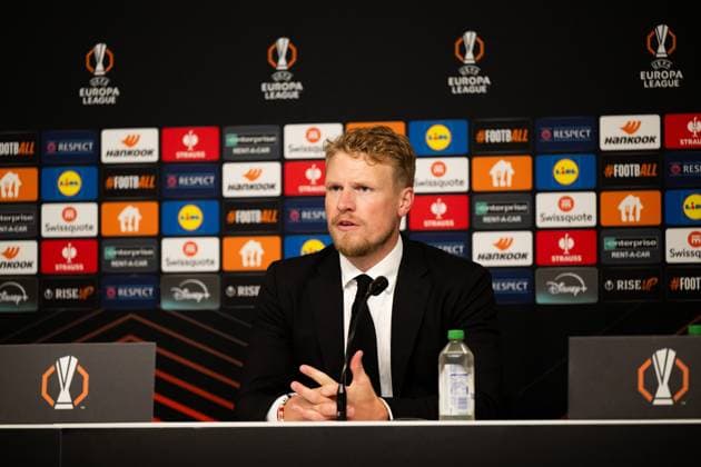241003 Manager Oscar Hiljemark of Elfsborg during the press conference after the UEFA Europa League between Elfsborg and Roma on October 3, 2024 in Boras Photo Jörgen Jarnberger BILDBYRAN COP 112 JJ0405 fotboll football soccer fotball uefa europa league elfsborg roma bbeng  Copyright: JÖRGENxJARNBERGER BB241003JJ102