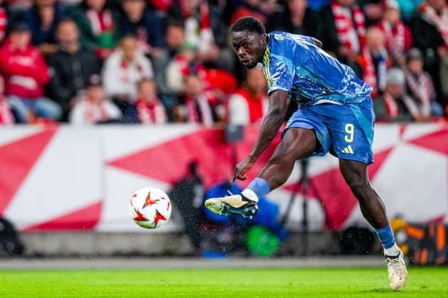 PRAGUE, 03-10-2024 , Eden Arena, football, UEFA Europa League, season 2024 2025, Match between Slavia Praag and Ajax , Ajax player Brian Brobbey Slavia Praag - Ajax  x26384745x Copyright: