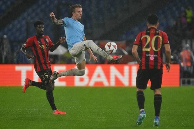 Mohamed-Ali Cho of O.G.C. Nice and Nicolo Rovella of S.S. Lazio in action during the UEFA Europa League 2024 25 League Phase MD2 match between S.S. Lazio and O.G.C. Nice at Olympic Stadium on October 3, 2024 in Rome, Italy.  Copyright: xDomenicoxCippitelli IPAxSportx x xx IPA_50309844 IPA_Agency_IPA50309844