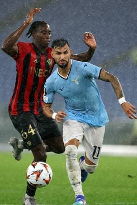 UEFA Europa League - SS Lazio vs Ogc Nice at Olympic Stadium in Rome on 03th october 2024 Rome, Italy 03.10.2024: Moise Bombito of Nice, Taty Castellanos of Lazio during the Uefa Europa League 2024-2025, day 2, football match between SS Lazio vs Ogc Nice at Olympic Stadium in Rome. Rome Olympic italy italy Copyright: xmarcoxiacobucci