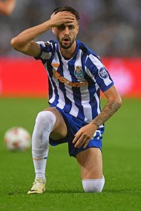 3rd October 2024: Dragao Stadium, Porto, Portugal; Europa League football, FC Porto versus Manchester United, ManU F& xe1;bio Vieira of Porto after a heavy challenge  ActionPlus12699628 DanielxCastro