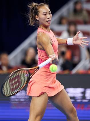 BEIJING, CHINA - OCTOBER 04: Zheng Qinwen of China competes in the Women s Singles Quarterfinal match against Mirra Andreeva of Russia on day twelve of 2024 China Open at National Tennis Center on October 4, 2024 in Beijing, China.  Copyright: xVCGx 111521895634