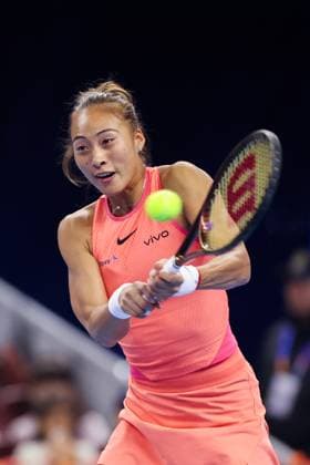 BEIJING, CHINA - OCTOBER 04: Zheng Qinwen of China competes in the Women s Singles Quarterfinal match against Mirra Andreeva of Russia on day twelve of 2024 China Open at National Tennis Center on October 4, 2024 in Beijing, China.  Copyright: xVCGx 111521895541
