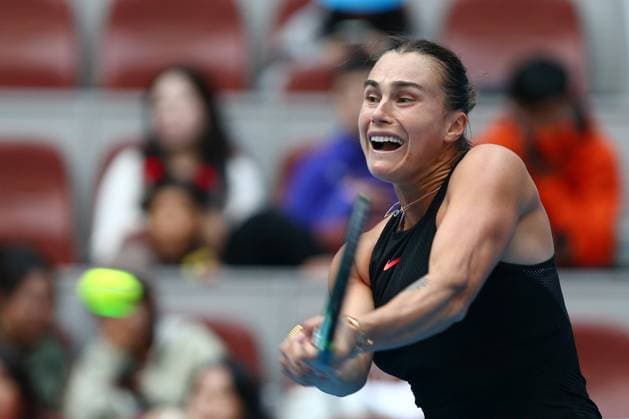 BEIJING, CHINA - OCTOBER 04: Aryna Sabalenka of Belarus competes in the Women s Singles Quarterfinal match against Karolina Muchova of Czech Republic on day twelve of 2024 China Open at National Tennis Center on October 4, 2024 in Beijing, China.  Copyright: xVCGx 111521884964
