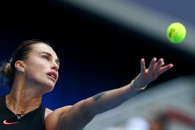 BEIJING, CHINA - OCTOBER 04: Aryna Sabalenka of Belarus competes in the Women s Singles Quarterfinal match against Karolina Muchova of Czech Republic on day twelve of 2024 China Open at National Tennis Center on October 4, 2024 in Beijing, China.  Copyright: xVCGx 111521884963