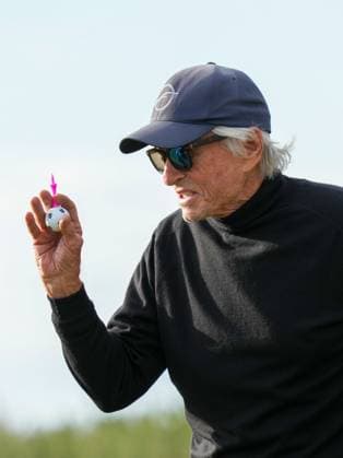 Michael Douglas on the 1st tee. Alfred Dunhill Links Championship 2024, Day Two, Golf, Kingsbarns, Scotland, UK - 04 Oct 2024  Copyright: xStuartxWallace Shutterstockx 14751991r