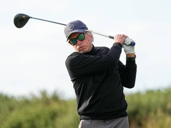 Michael Douglas plays golf at the Alfred Dunhill Links Championship