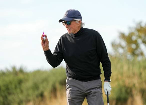 Michael Douglas on the 1st tee. Alfred Dunhill Links Championship 2024, Day Two, Golf, Kingsbarns, Scotland, UK - 04 Oct 2024  Copyright: xStuartxWallace Shutterstockx 14751991s