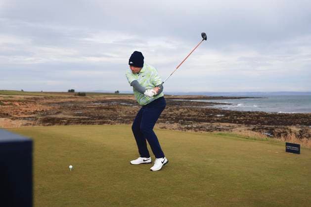 4th October 2024; Kingsbarns, Fife, Scotland; Alfred Dunhill Links Golf Championship, Round 2; Robert Macintyre of Scotland tees off on the third hole on Kingsbarns Golf Links, during the second round of the Dunhill Links Championship  ActionPlus12699733 DavidxYoung