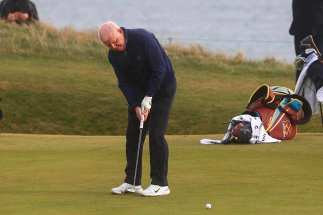4th October 2024; Kingsbarns, Fife, Scotland; Alfred Dunhill Links Golf Championship, Round 2; Gerry McIlroy, father of Rory putts on the third green on Kingsbarns Golf Links, during the second round of the Dunhill Links Championship  ActionPlus12699769 DavidxYoung