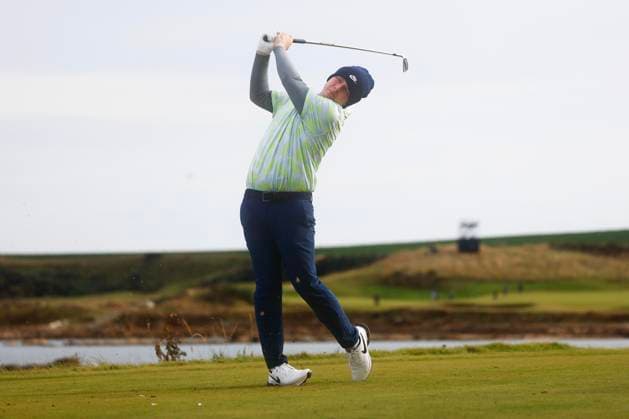 4th October 2024; Kingsbarns, Fife, Scotland; Alfred Dunhill Links Golf Championship, Round 2; Robert Macintyre of Scotland tees off on the fifteenth hole on Kingsbarns Golf Links, during the second round of the Dunhill Links Championship  ActionPlus12699815 DavidxYoung