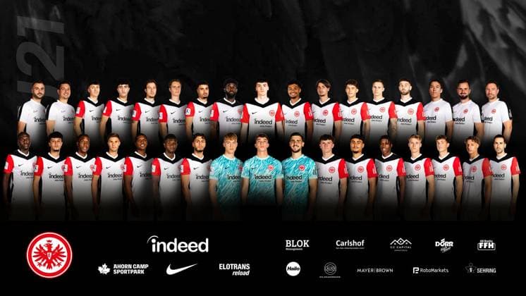 U 21 Eintracht Frankfurt team photo portrait appointment 2024 2025 RL Südwest Regionalliga soccer U21 portrait appointment, team photoshoot, squad, squad photo, team photo, long shot, introduction, presentation, press appointment 2024 2025 Poolfoto ,EDITORIAL USE ONLY