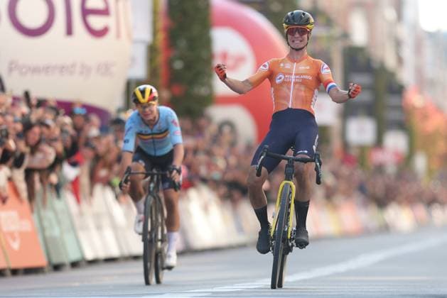 UCI Gravel World Champions Women 2024 LEUVEN, BELGIUM - OCTOBER 05 : Vos Marianne (NED) during the 3th UCI Gravel World Championships Women race with start in Halle and finish in Leuven on October 05, 2024 in Leuven, Belgium, 05 10 2024 Leuven Belgium  Copyright: xTomasxSiskx