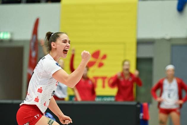 1 Volleyball Bundesliga Women, Dresdner SC vs USC Muenster, Dresden, 05 10 2024 Lorena Lorber Fijok Dresdner SC, 17 1 Volleyball Bundesliga Women, Dresdner SC vs USC Muenster on 05 10 2024 at Margon Arena Dresden Copyright: xBEAUTIFULxSPORTS Hoepnerx