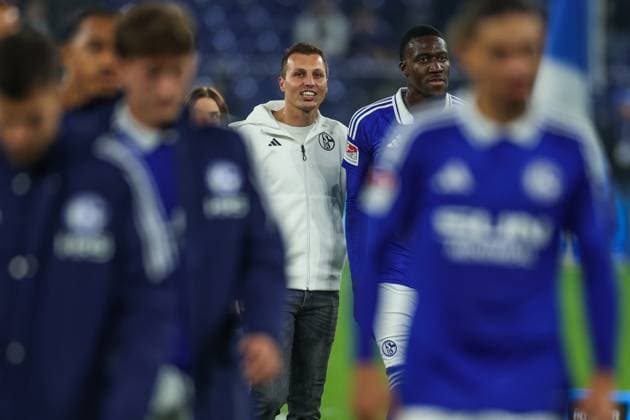 05 10 2024, Football, Season 2024 2025, 2 Bundesliga, Matchday 8, FC Schalke 04 Hertha BSC, Head coach Jakob Fimpel FC Schalke 04 Gelsenkirchen Veltins Arena NRW Germany xRHR PHOTO TRx Copyright: TimxRehbein RHR-FOTOx RHR-FOTO TR