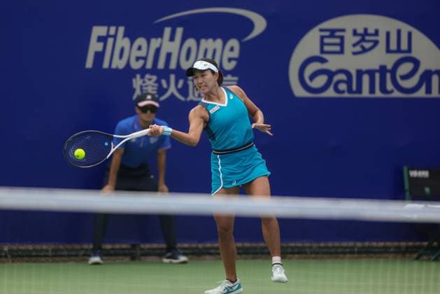 WUHAN, CHINA - OCTOBER 06: Moyuka Uchijima of Japan competes in the Women s Singles Qualifying second round match against Olivia Gadecki of Australia on day two of 2024 Wuhan Open at Optics Valley International Tennis Center on October 6, 2024 in Wuhan, Hubei Province of China.  Copyright: xVCGx 111522166242