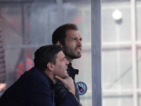 Managing Director Sport Benjamin Kessel Eintracht Braunschweig and Ken Reichel Football, Men, Season 2024 2025 2 BL, Eintracht Stadion, Eintracht Braunschweig vs Hannover 96, Lower Saxony derby DFL REGULATIONS PROHIBIT ANY USE OF PHOTOGRAPHS AS IMAGE SEQUENCES AND OR QUASI VIDEO