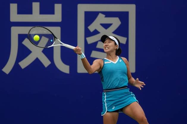 WUHAN, CHINA - OCTOBER 06: Moyuka Uchijima of Japan competes in the Women s Singles Qualifying second round match against Olivia Gadecki of Australia on day two of 2024 Wuhan Open at Optics Valley International Tennis Center on October 6, 2024 in Wuhan, Hubei Province of China.  Copyright: xVCGx 111522166234