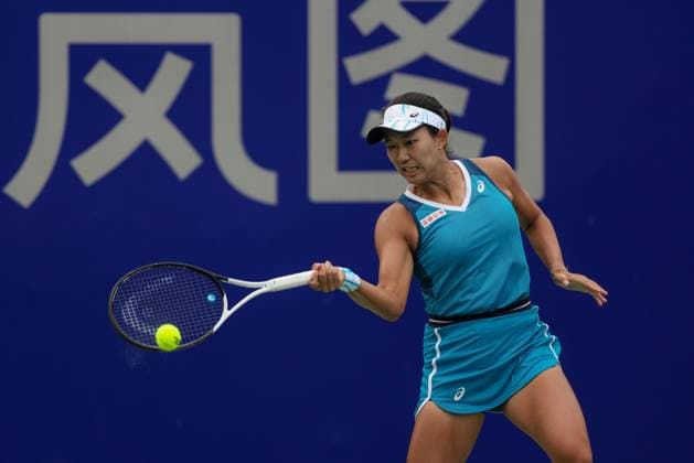WUHAN, CHINA - OCTOBER 06: Moyuka Uchijima of Japan competes in the Women s Singles Qualifying second round match against Olivia Gadecki of Australia on day two of 2024 Wuhan Open at Optics Valley International Tennis Center on October 6, 2024 in Wuhan, Hubei Province of China.  Copyright: xVCGx 111522166229